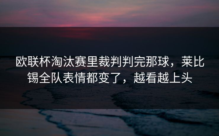 欧联杯淘汰赛里裁判判完那球，莱比锡全队表情都变了，越看越上头