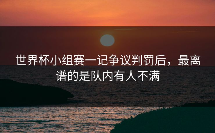 世界杯小组赛一记争议判罚后，最离谱的是队内有人不满