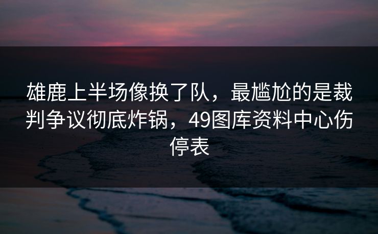 雄鹿上半场像换了队，最尴尬的是裁判争议彻底炸锅，49图库资料中心伤停表