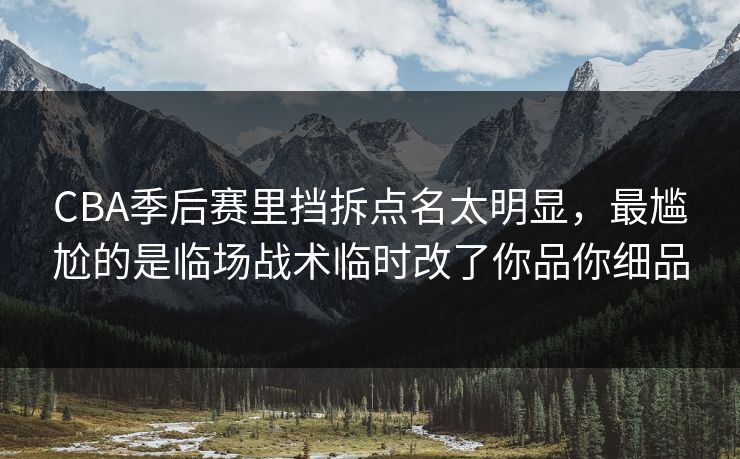 CBA季后赛里挡拆点名太明显，最尴尬的是临场战术临时改了你品你细品
