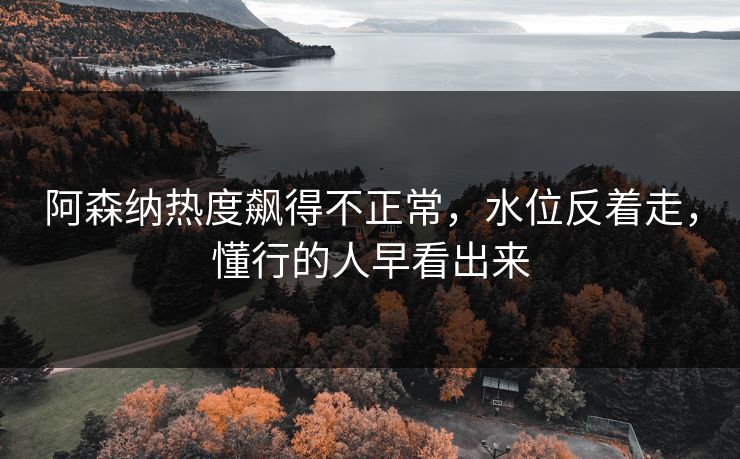 阿森纳热度飙得不正常，水位反着走，懂行的人早看出来