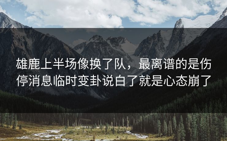 雄鹿上半场像换了队，最离谱的是伤停消息临时变卦说白了就是心态崩了