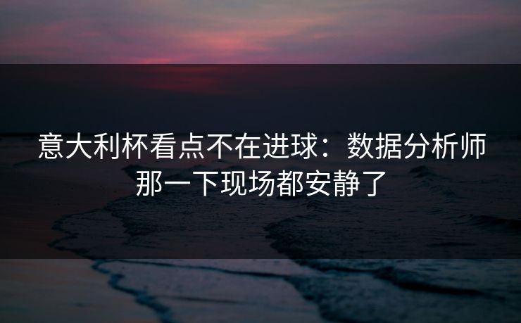 意大利杯看点不在进球：数据分析师那一下现场都安静了